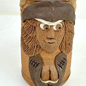 Mug pottery studio art busty woman pottery mug beer stein stoneware